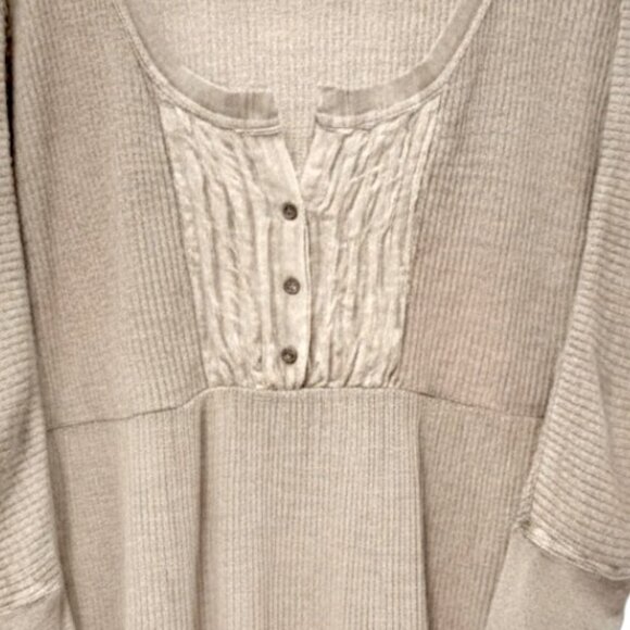 Free People FP One Jolene Thermal Henley Tier Mini Dress Boho oversized Sand S - Picture 3 of 9